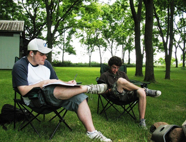 Jared Erickson and Tyler Dunham during Saturday's writing time