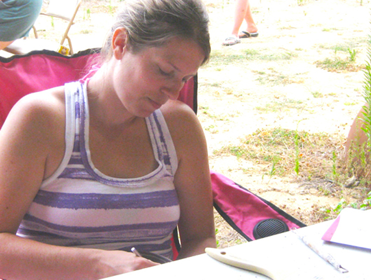 At the clay bowl carving workshop