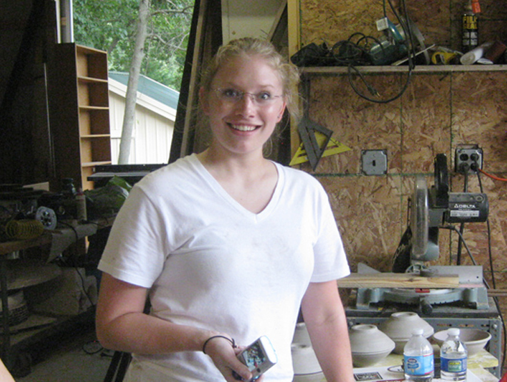 At the clay bowl carving workshop