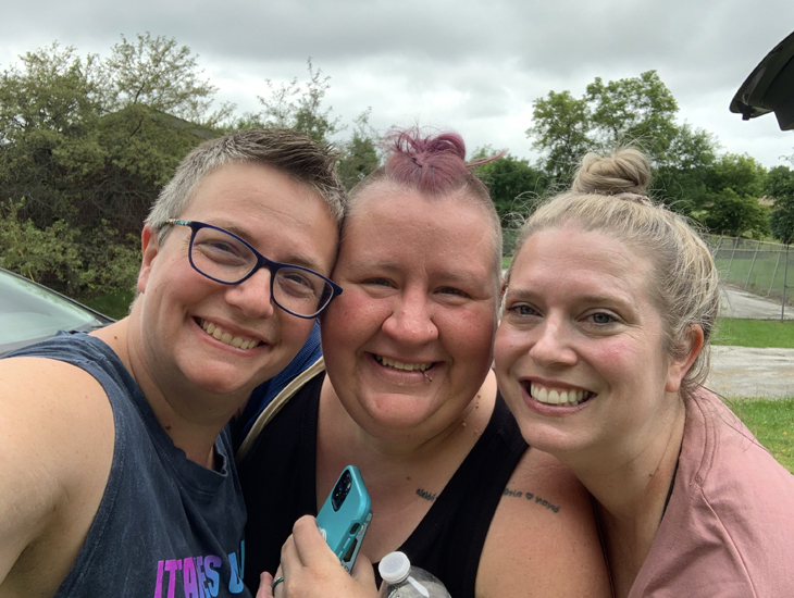 Dawn, Bex, and Eva loving the camera