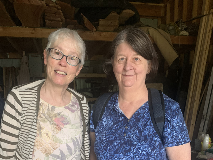 Organizer Mary Catherine Harper with Joyce Meier, who returns to SwampFire after four years