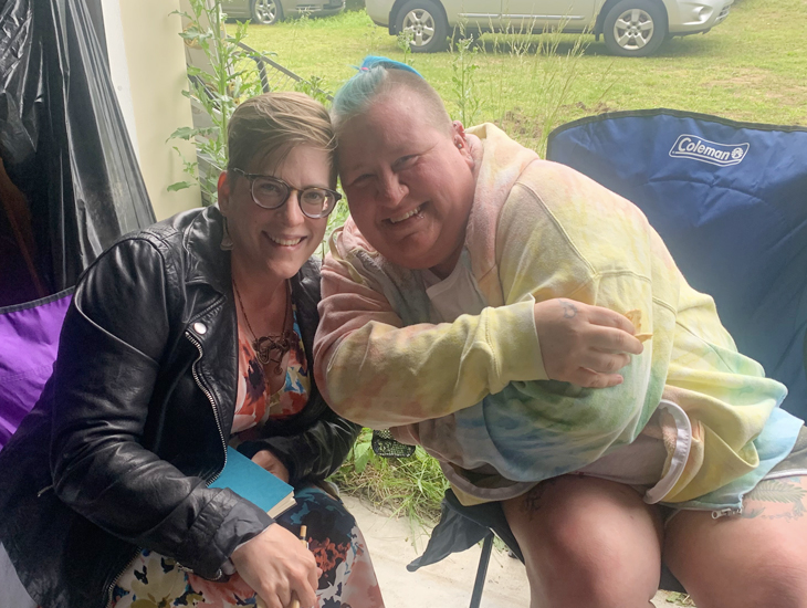 Rachel Baker, one of the original four SwampFire members, with five-time participant Bex Miller