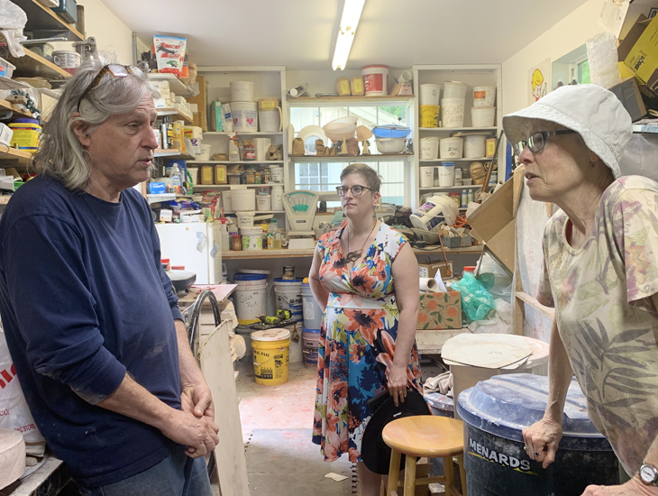 Steve, Rachel, and Mary Catherine in Steve's pottery studio