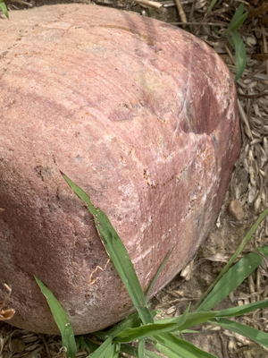 Huge pink granite boulder on the grounds of Steve Smith's gallery