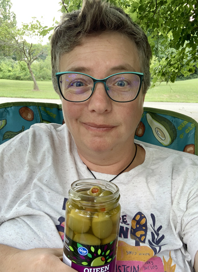 Dawn Burns' selfie with olives