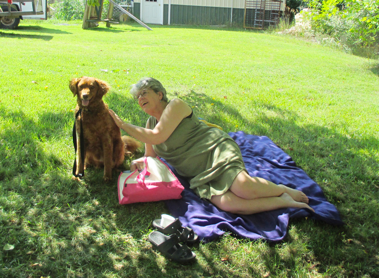 Who's a good dog! . . . Lincoln has Jan's full attention.