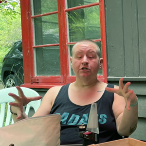 Bex Miller uses her hands to illustrate her point 