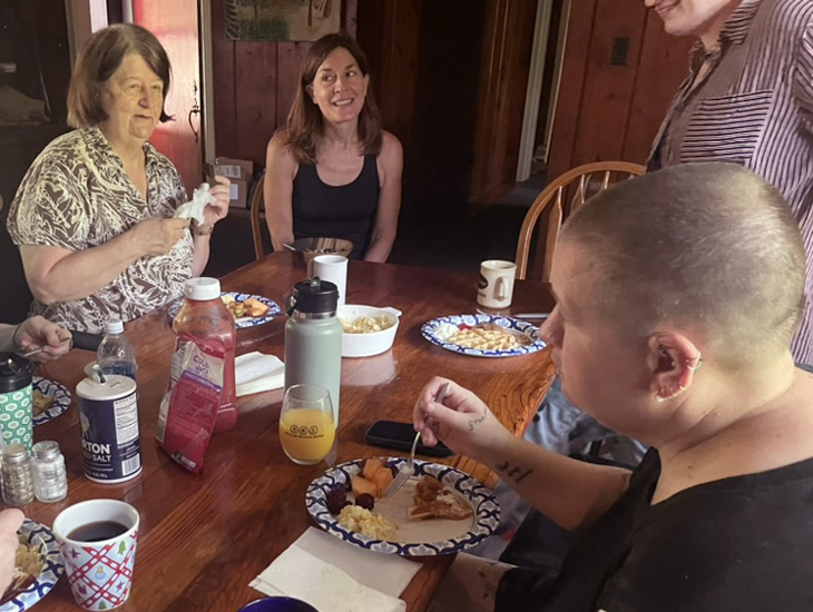Lunch and good conversation for Joyce Meier, Tracie Swiecki, and Bex Miller