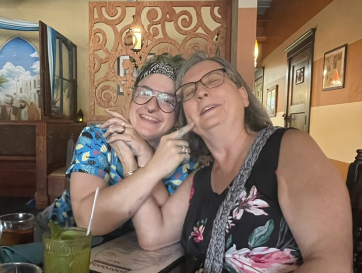 Z the Goblin goofing off with his mom, Michelle Marshall