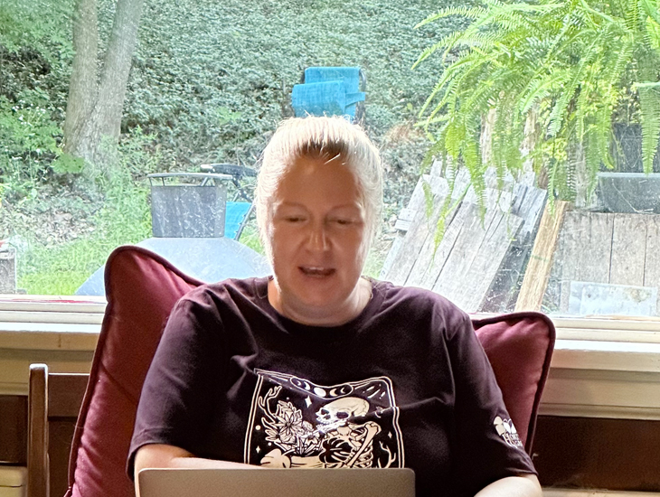 Ilse reads her piece during workshop time