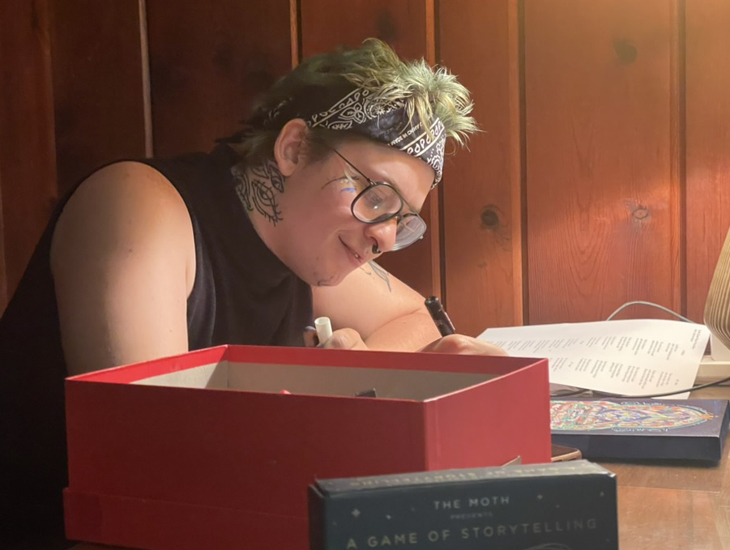 Z working on an art piece