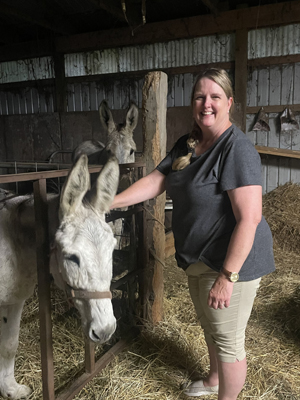 Michele Wilman with a donkey