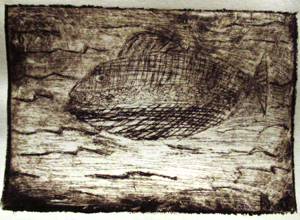 Dawn Burns' print is of a fish . . . of course! (print from her engraving)