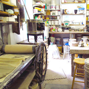 Organized chaos in Steve's studio