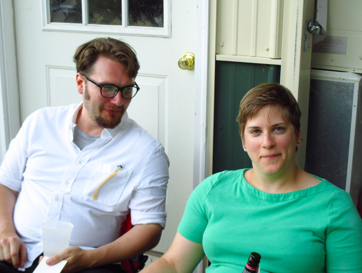 Alex Friedman gazes at partner Rachel Baker