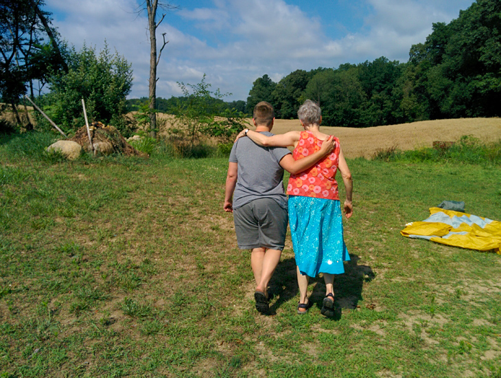 Off to gaze at the wheat field.