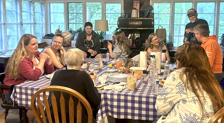 intense talk around the kitchen table